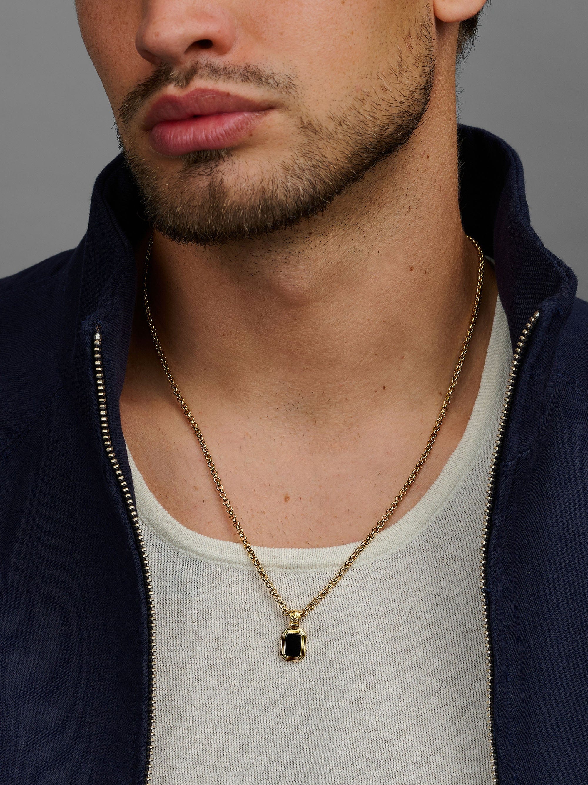 Nialaya Men's Necklace Men's Sterling Silver Necklace with Two-in-One Malachite & Black Onyx Pendant Men's Sterling Silver Necklace with Two-in-One Malachite & Black Onyx Pendant