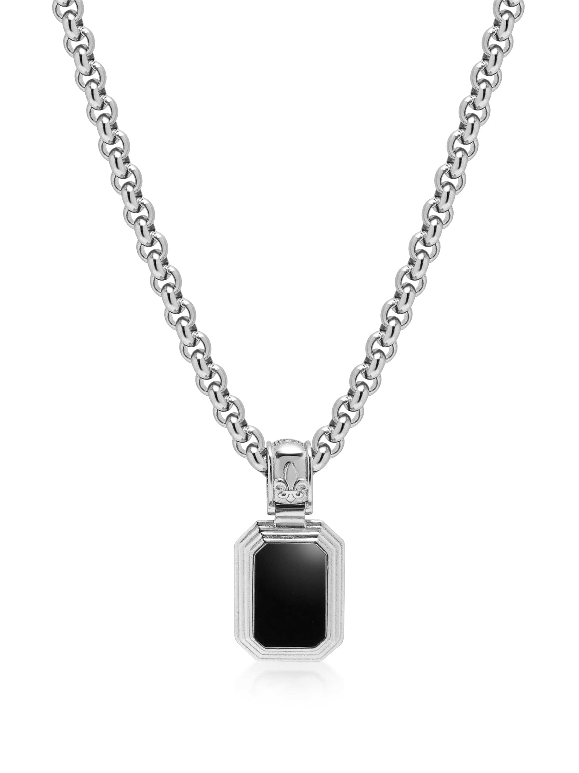 Nialaya Men's Necklace Men's Sterling Silver Necklace with Two-in-One Turquoise & Black Onyx Pendant Men's Sterling Silver Necklace with Two-in-One Turquoise & Black Onyx Pendant
