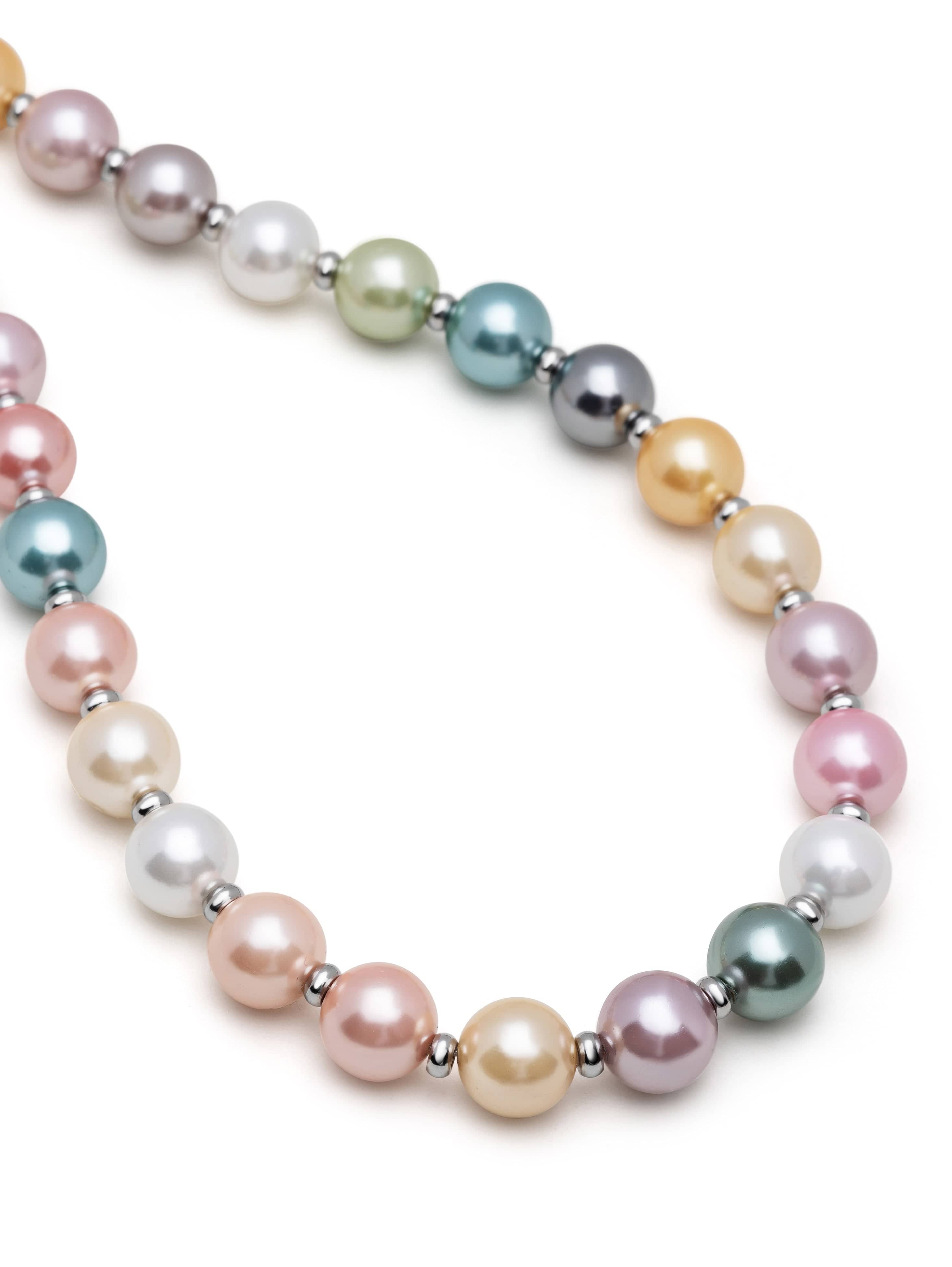 Nialaya Men's Necklace Pastel Pearl Necklace with Silver 20 Inches / 50.8 cm MNEC_250