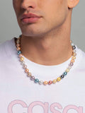 Nialaya Men's Necklace Pastel Pearl Necklace with Silver 20 Inches / 50.8 cm MNEC_250