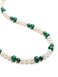 Nialaya Men's Necklace Pearl Choker with Green Aventurine and Malachite 20 Inches / 50.8 cm MNEC_209