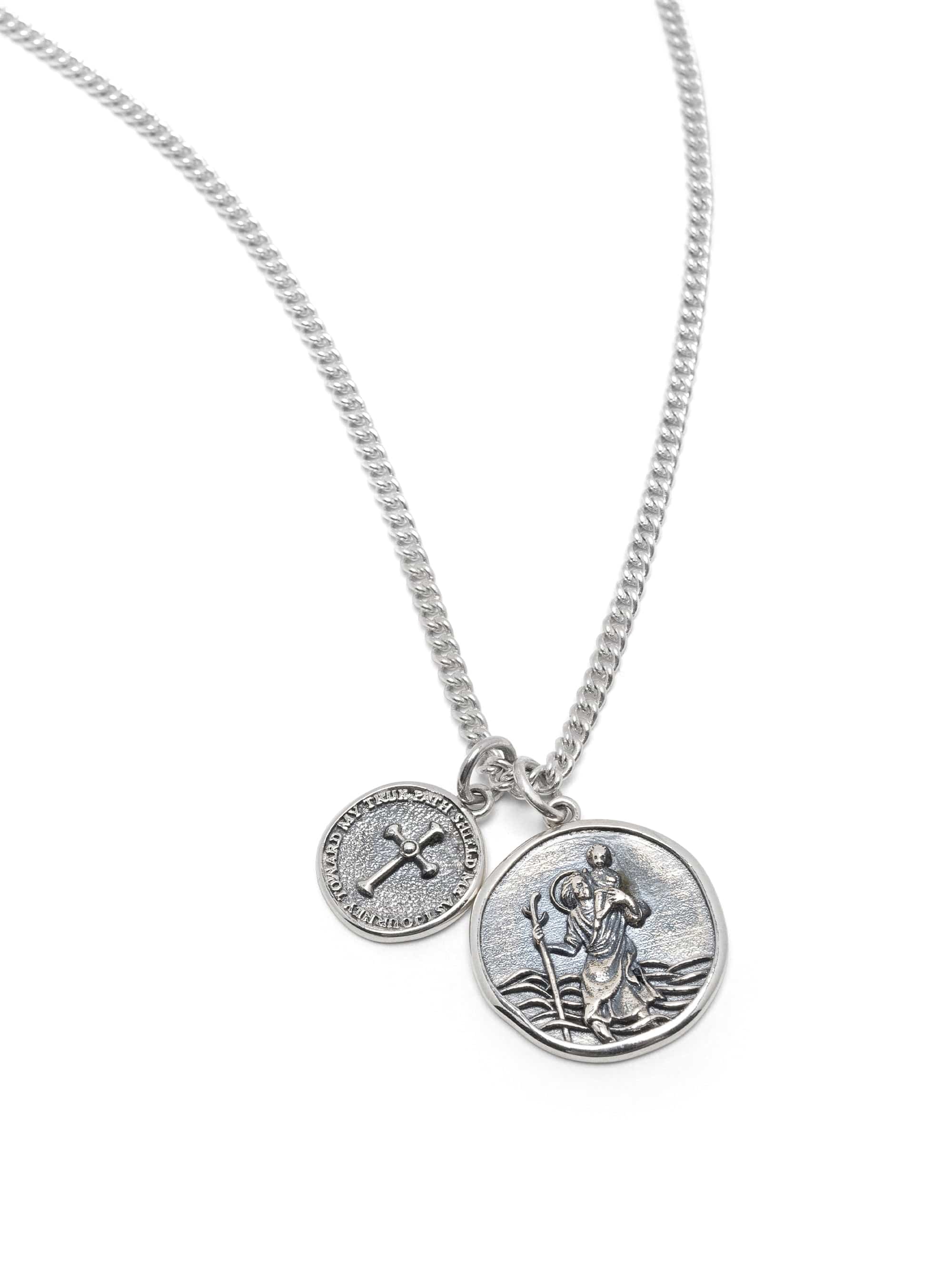 Nialaya Men's Necklace Saint Christopher Double Medallion Saint Christopher Double Medallion 20 Inches / 50.80 cm MNEC_414