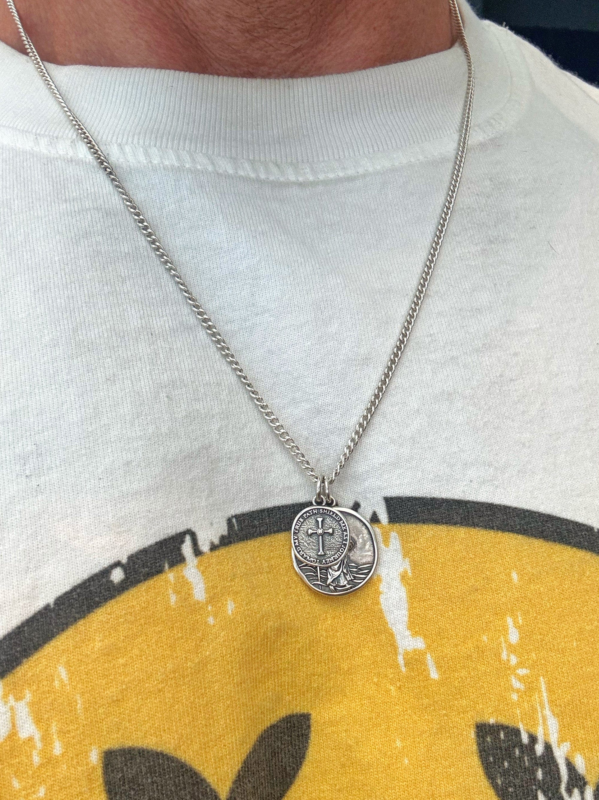 Nialaya Men's Necklace Saint Christopher Double Medallion Saint Christopher Double Medallion 20 Inches / 50.80 cm MNEC_414