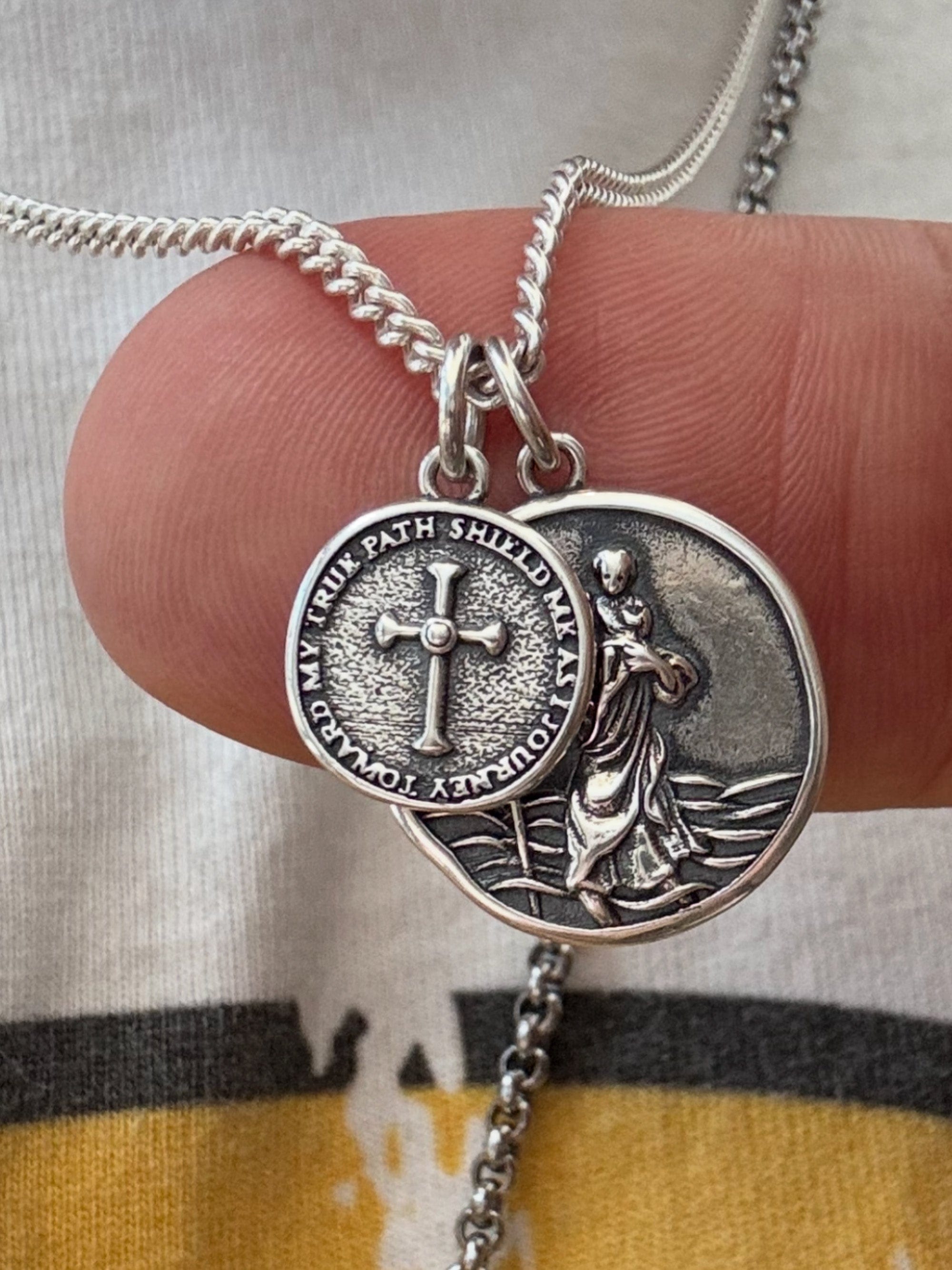 Nialaya Men's Necklace Saint Christopher Double Medallion Saint Christopher Double Medallion 20 Inches / 50.80 cm MNEC_414
