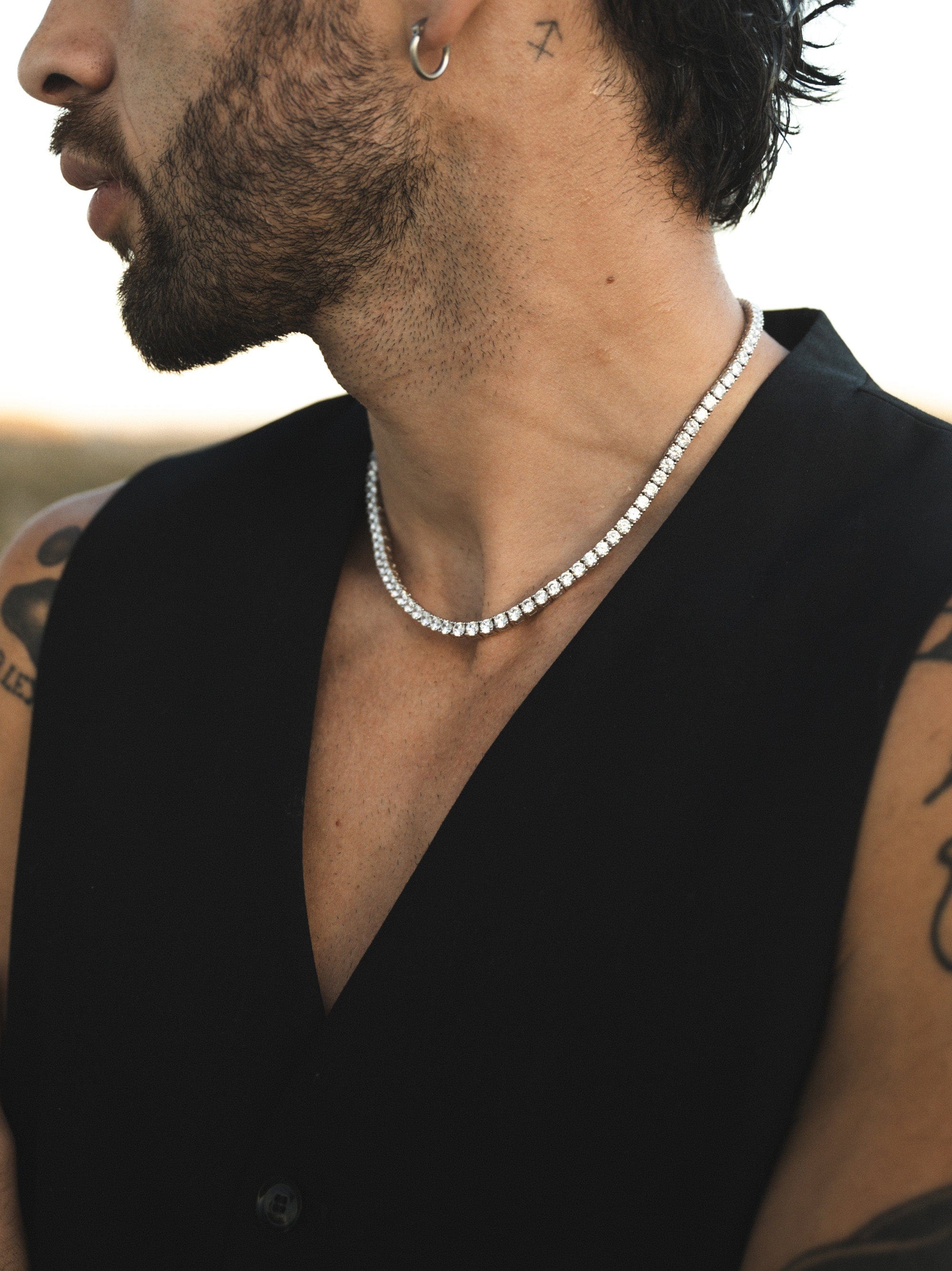 Nialaya Men's Necklace Tennis Necklace in Silver Tennis Necklace in Silver 20 inches / 50.80 cm MNEC_423