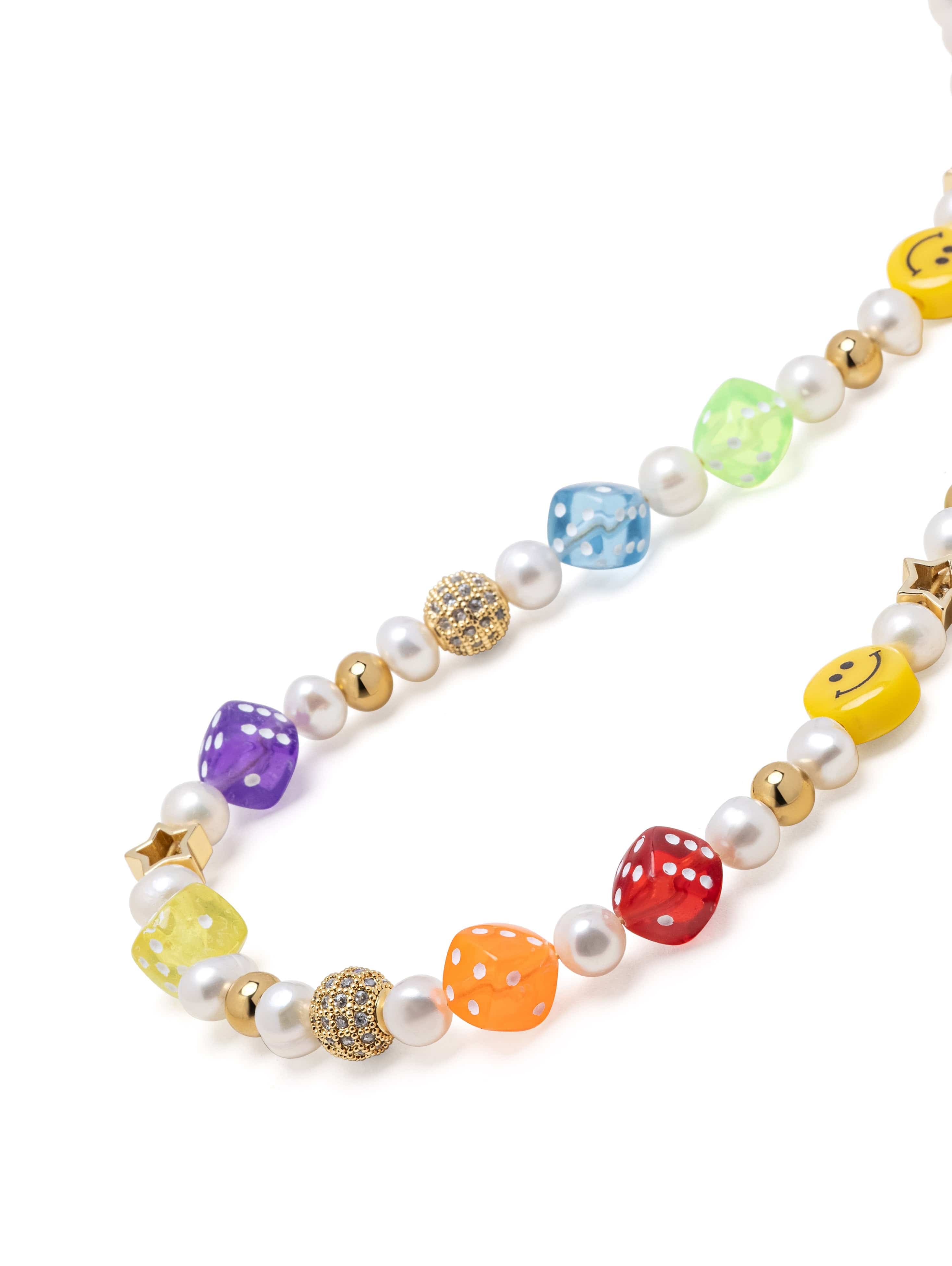 Nialaya Men's Necklace Women's Pair of Dice Pearl Choker 20 Inches / 50.8 cm