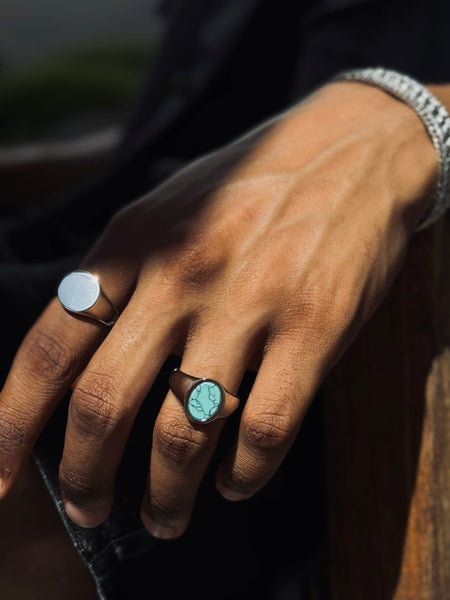Men's Circular Sterling Silver Signet Ring – Nialaya