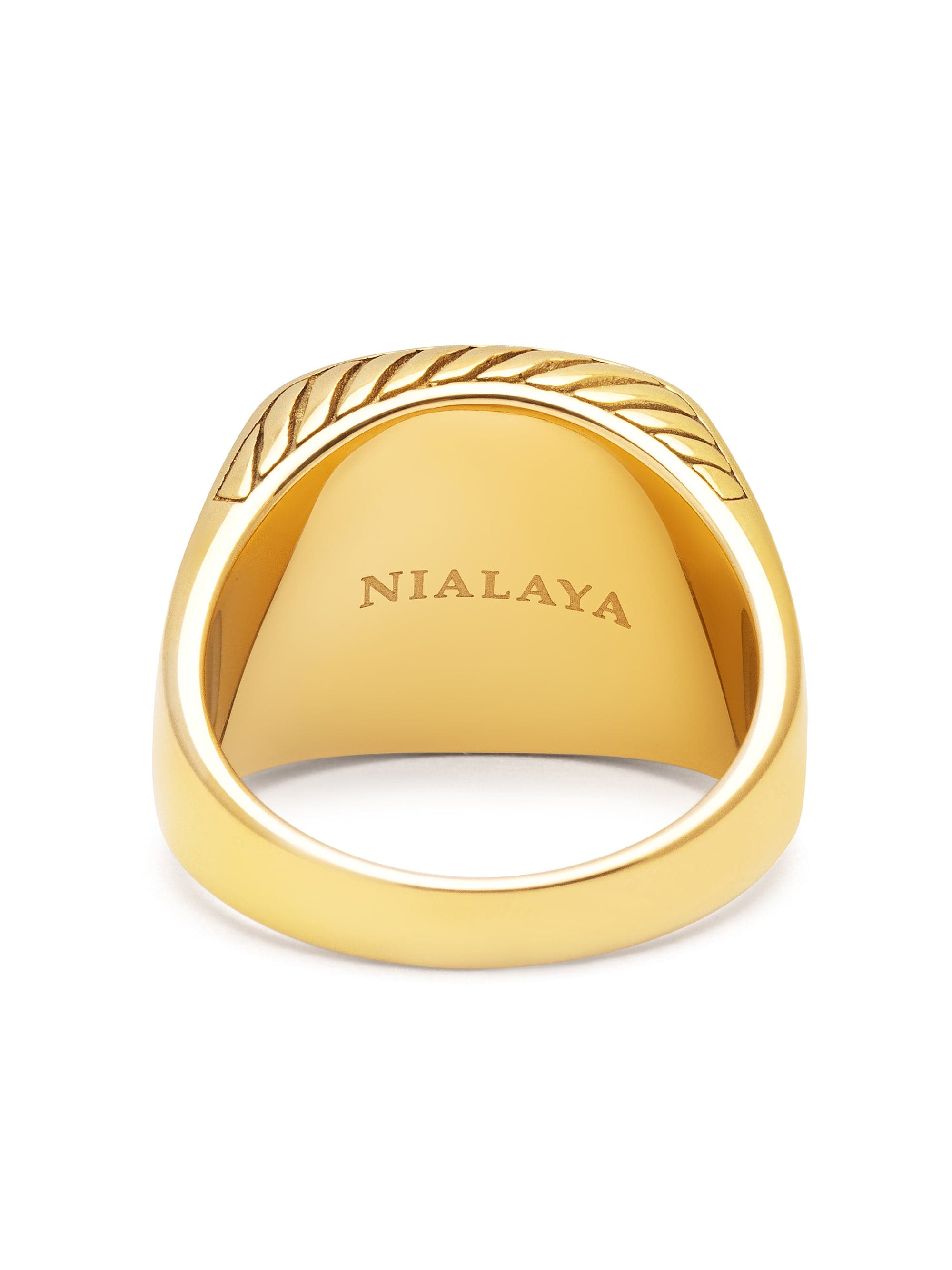 Nialaya Men's Ring Men's Gold Signet Ring with Black Onyx