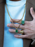 Nialaya Men's Ring Men's Gold Signet Ring with Green Jade