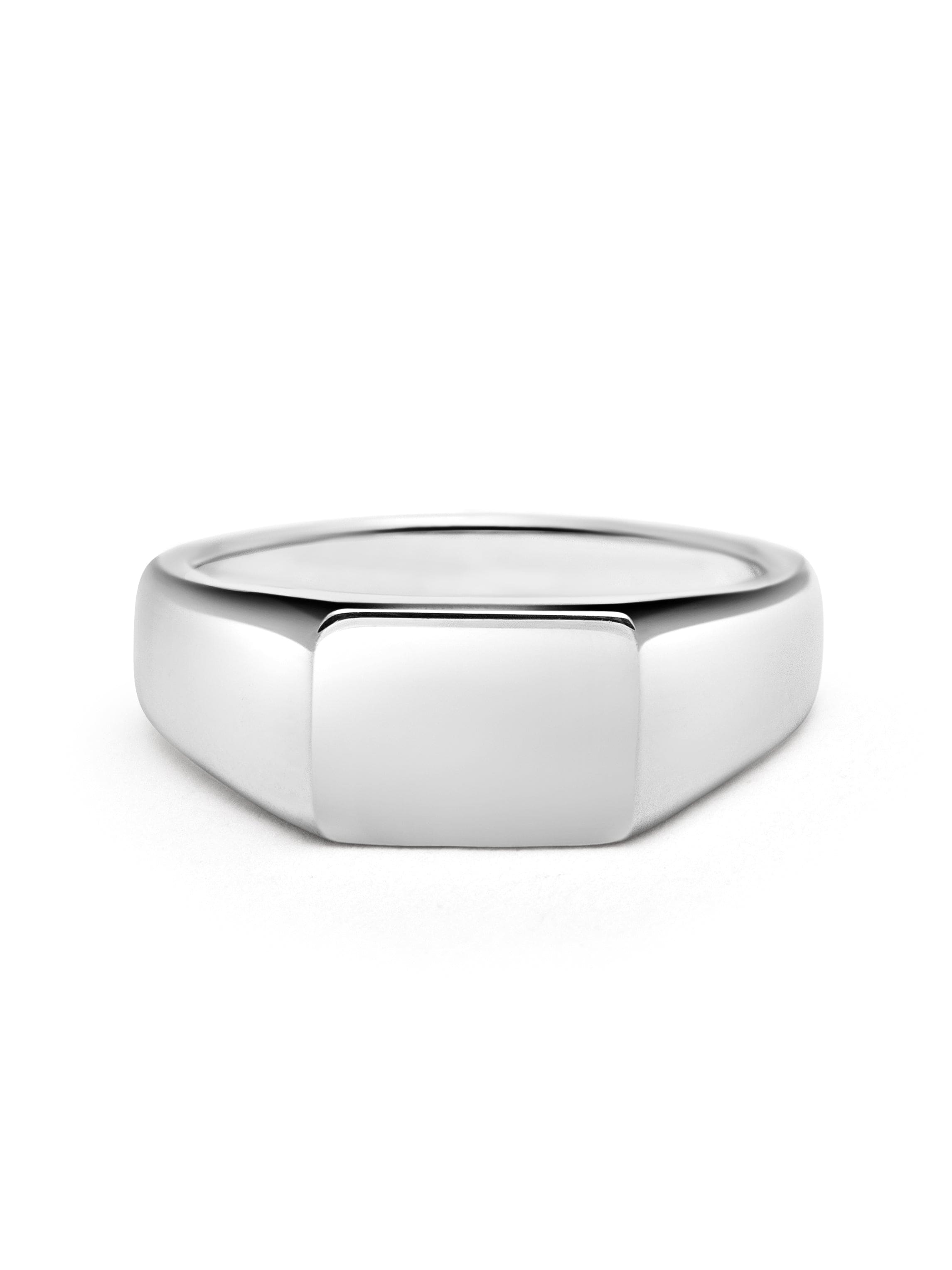 Nialaya Men's Ring Men's Rectangle Sterling Silver Signet Ring