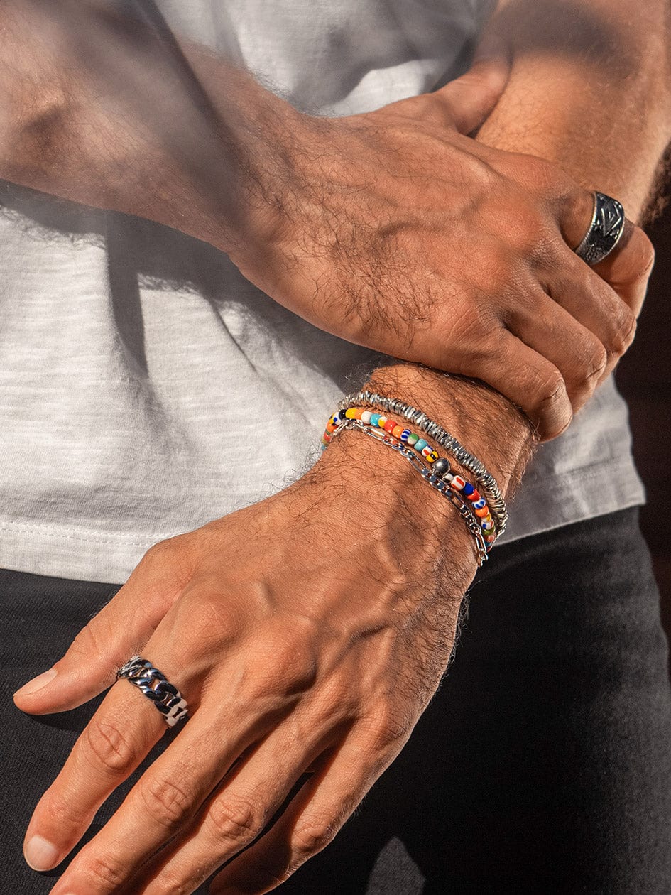Nialaya Men's Ring Men's Silver Chain Ring