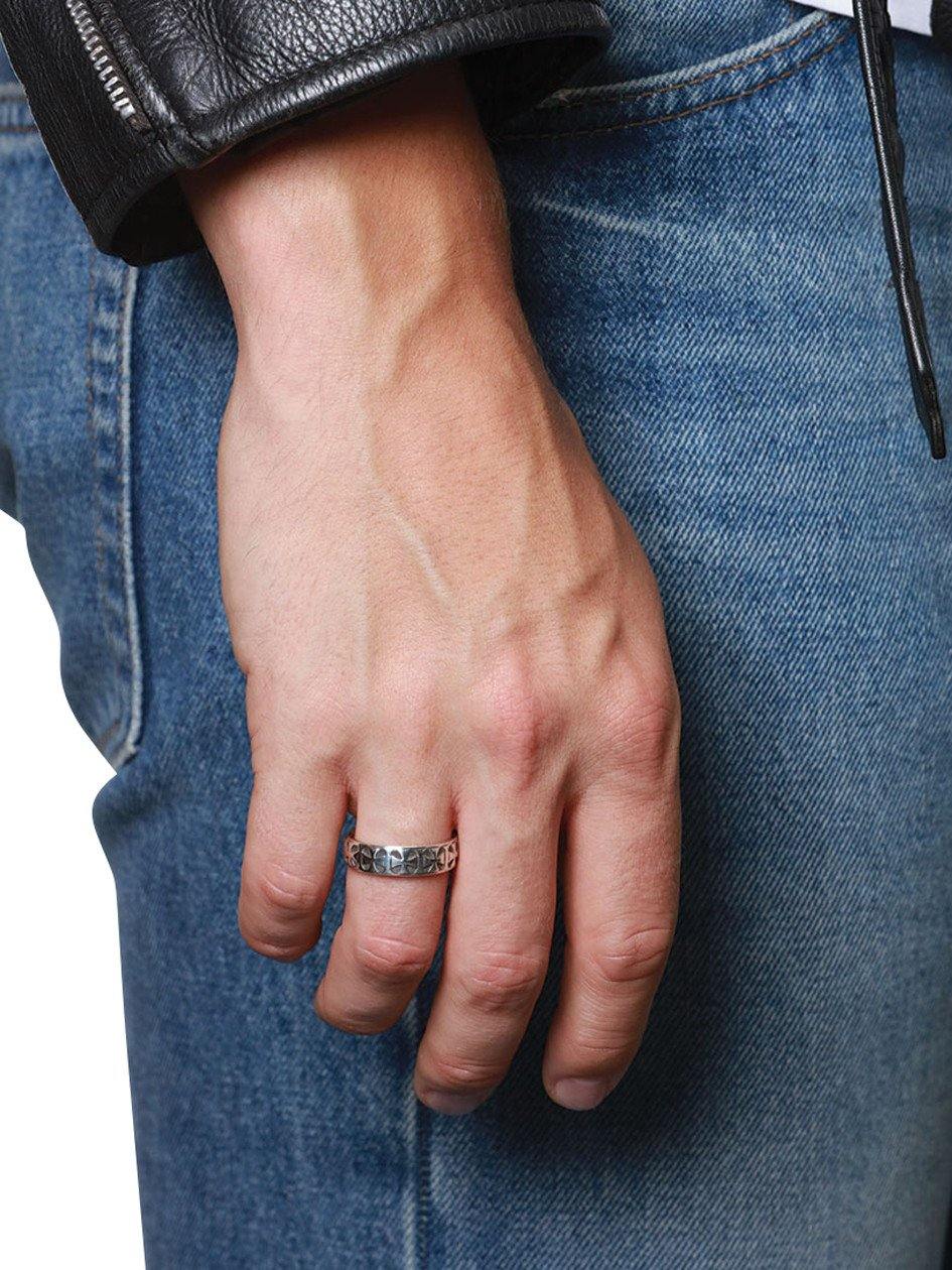 Nialaya Men's Ring Men's Silver Iron Cross Ring Men's Ring