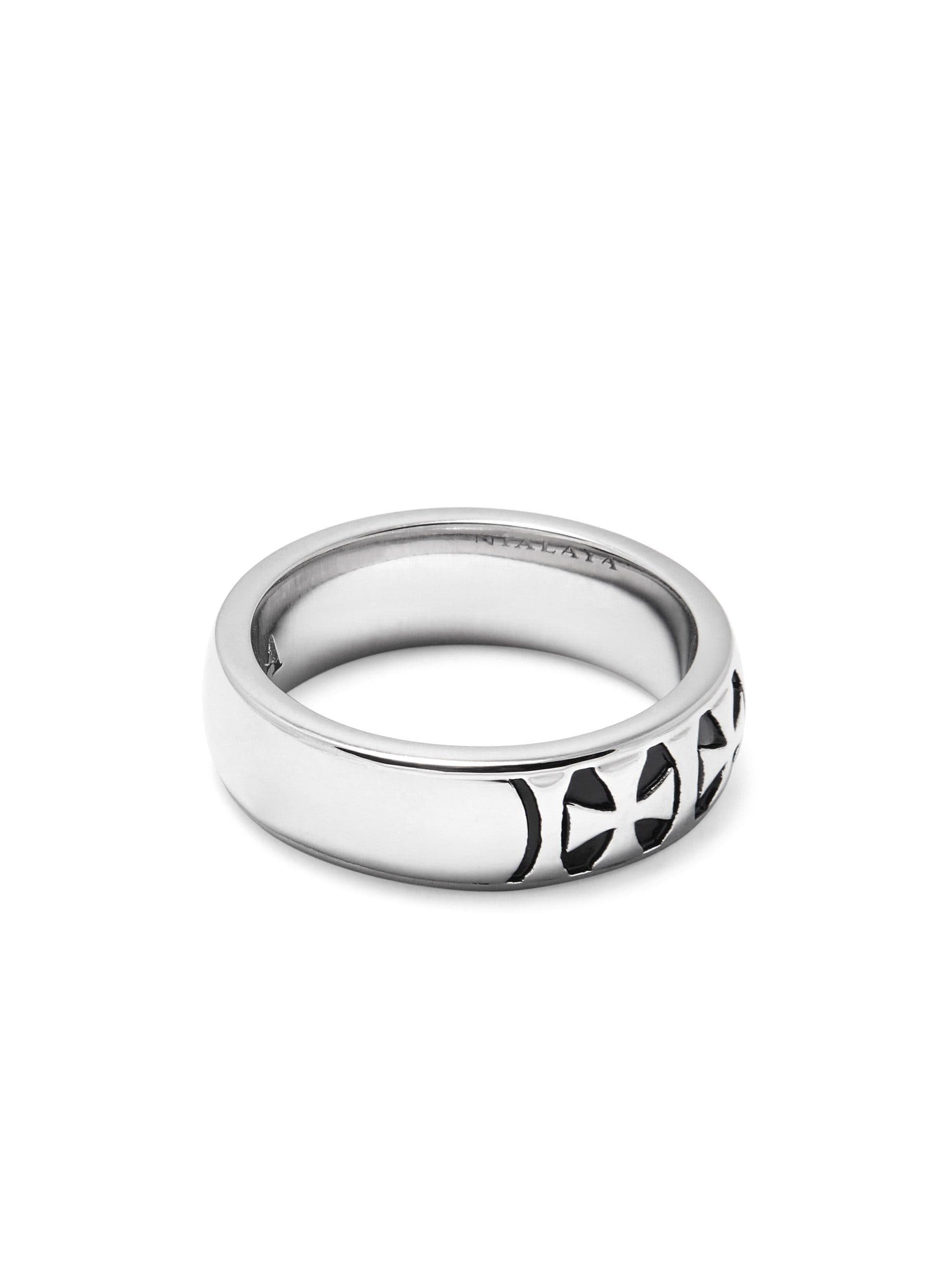Nialaya Men's Ring Men's Silver Iron Cross Ring Men's Ring