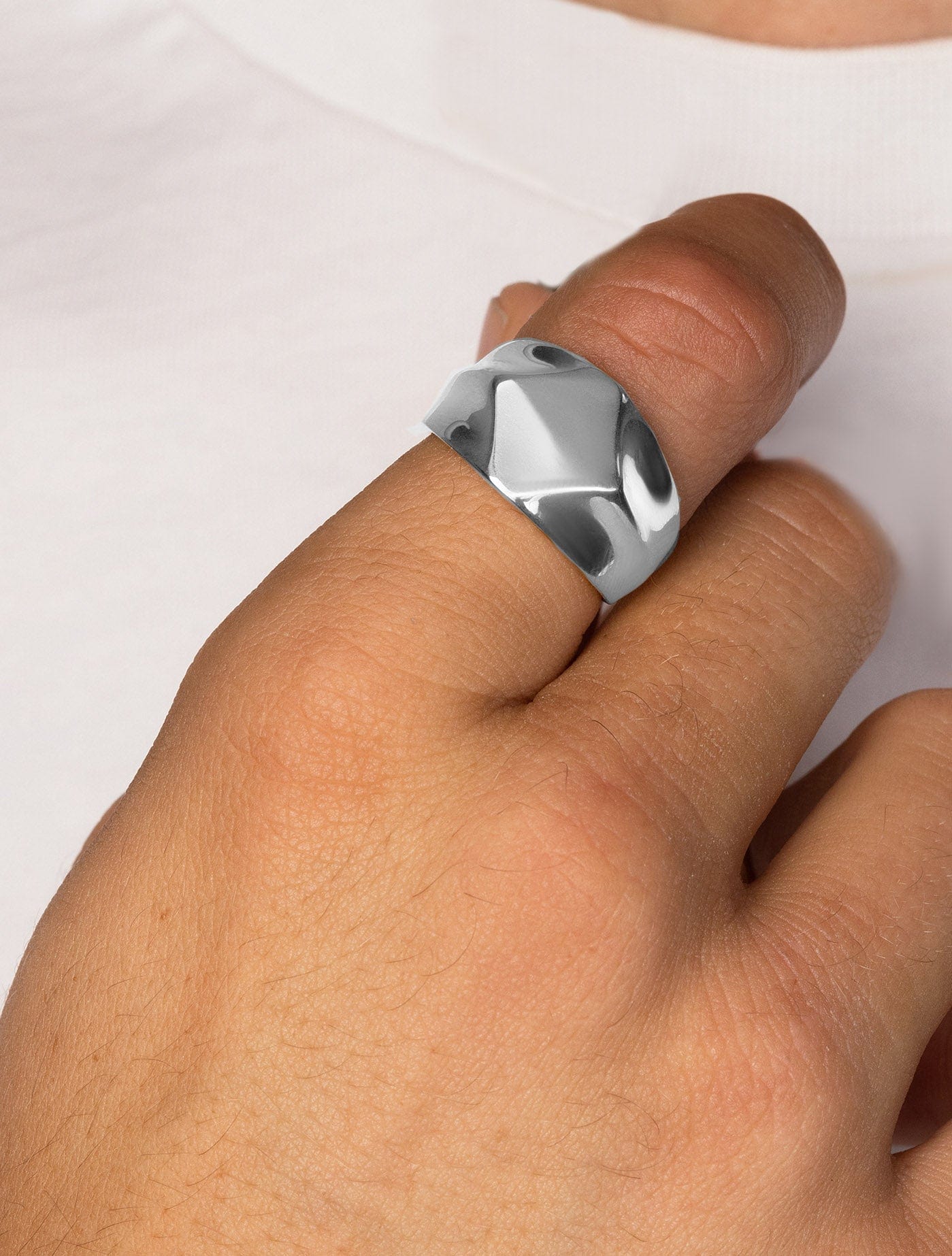 Nialaya Men's Ring Men's Squared Stainless Steel Ring