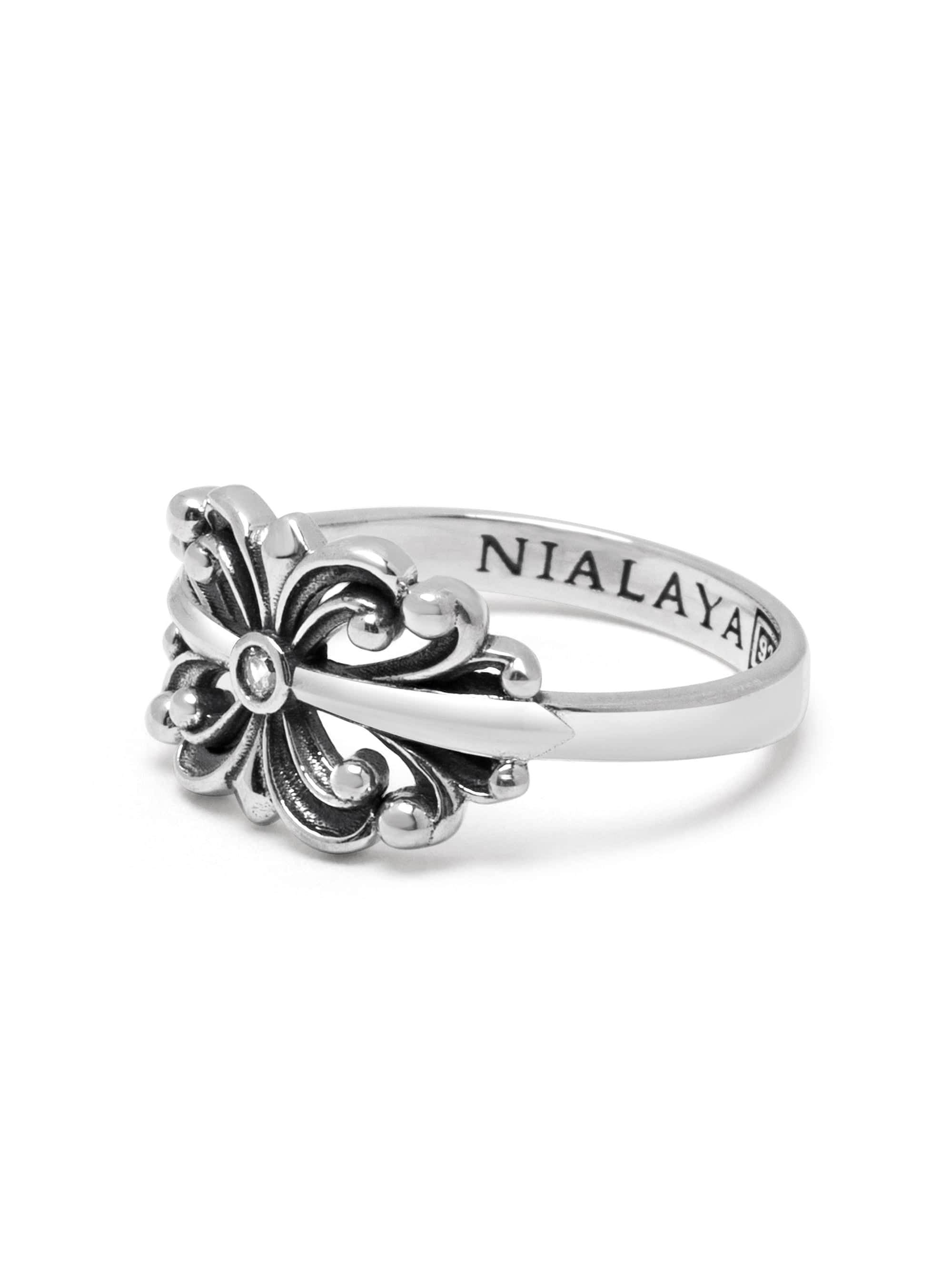 Nialaya Men's Ring Men's Sterling Silver Bloom Ring Men's Sterling Silver Bloom Ring