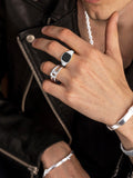 Nialaya Men's Ring Men's Sterling Silver Signet Ring with Black Onyx
