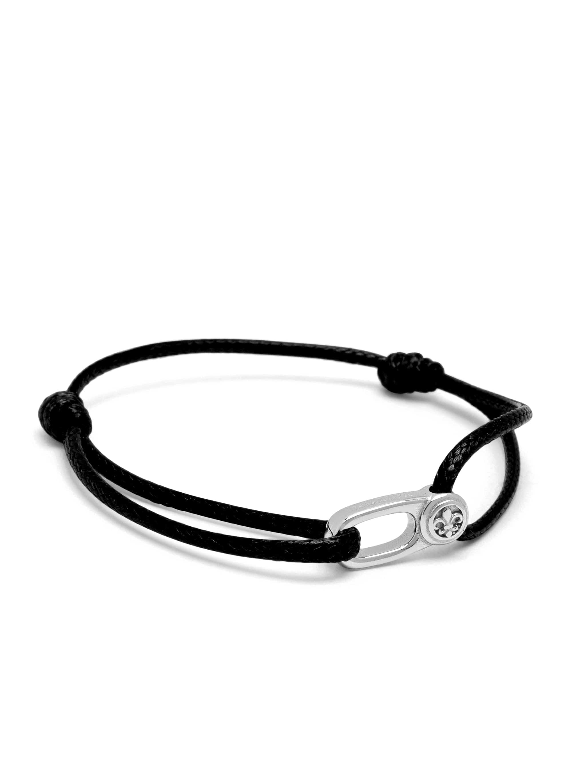 Nialaya Men's String Bracelet Black String Bracelet with Silver Hook Black String Bracelet with Silver Hook MST_087
