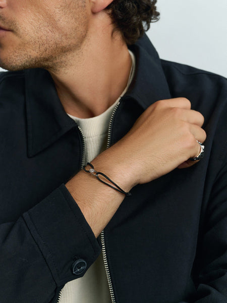 Black String Bracelet with Silver Hook – Nialaya
