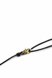 Nialaya Men's String Bracelet Black Wrap-Around String Bracelet with Sterling Silver Gold Plated Lock MST_071