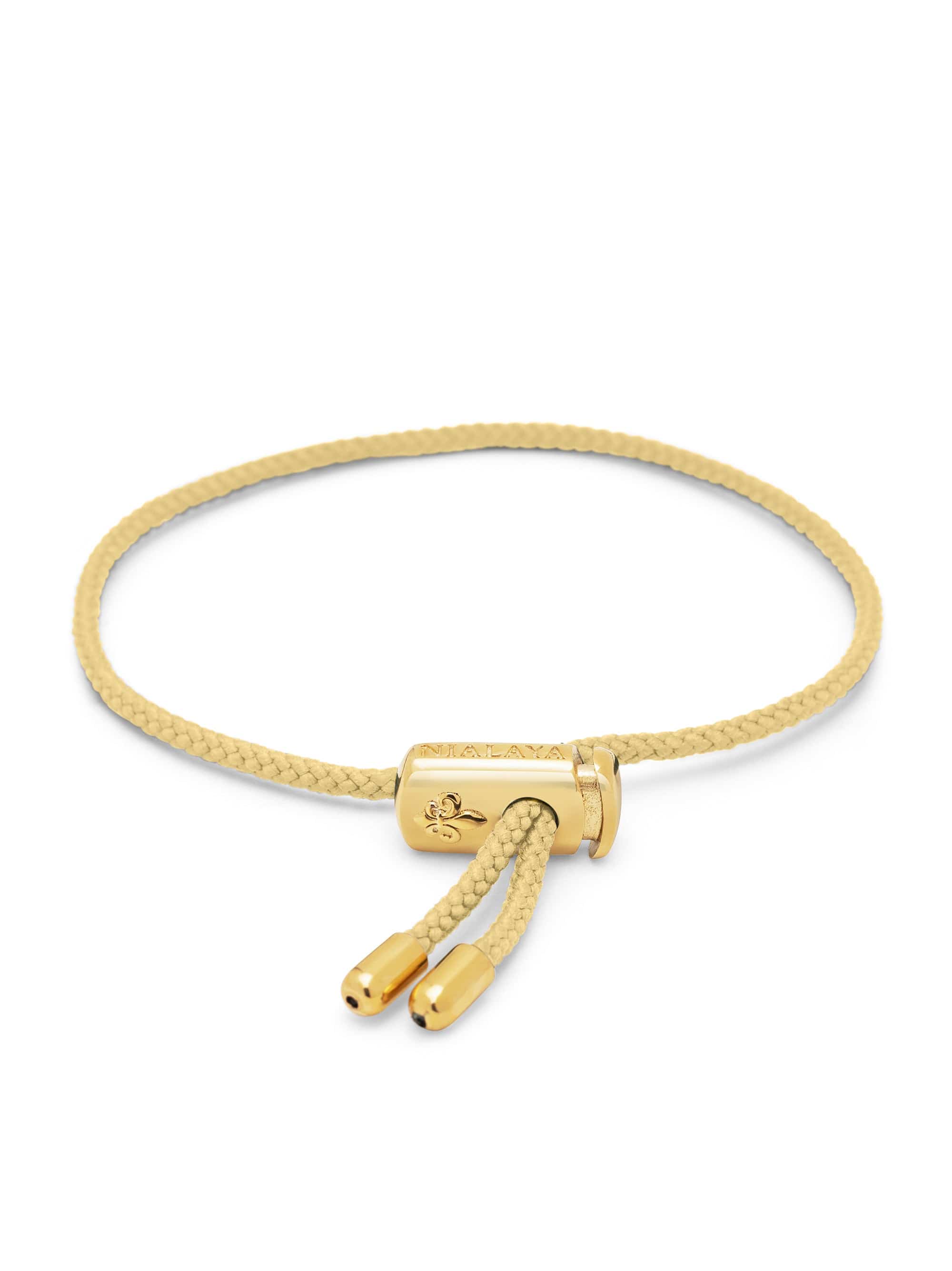 Nialaya Men's String Bracelet Men's Beige String Bracelet with Adjustable Gold Lock MST_082
