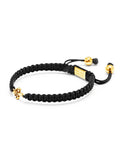 Nialaya Men's String Bracelet Men's Black String Bracelet with Gold Fleur De Lis