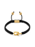Men's Black String Bracelet with Gold Interlocking Rings