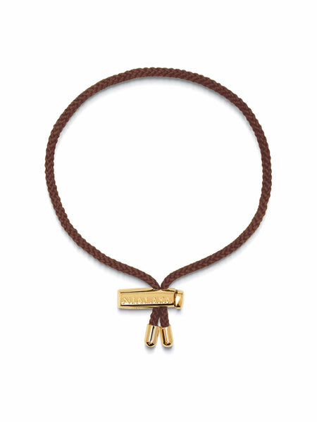 Men s Brown String Bracelet with Adjustable Gold Lock Nialaya
