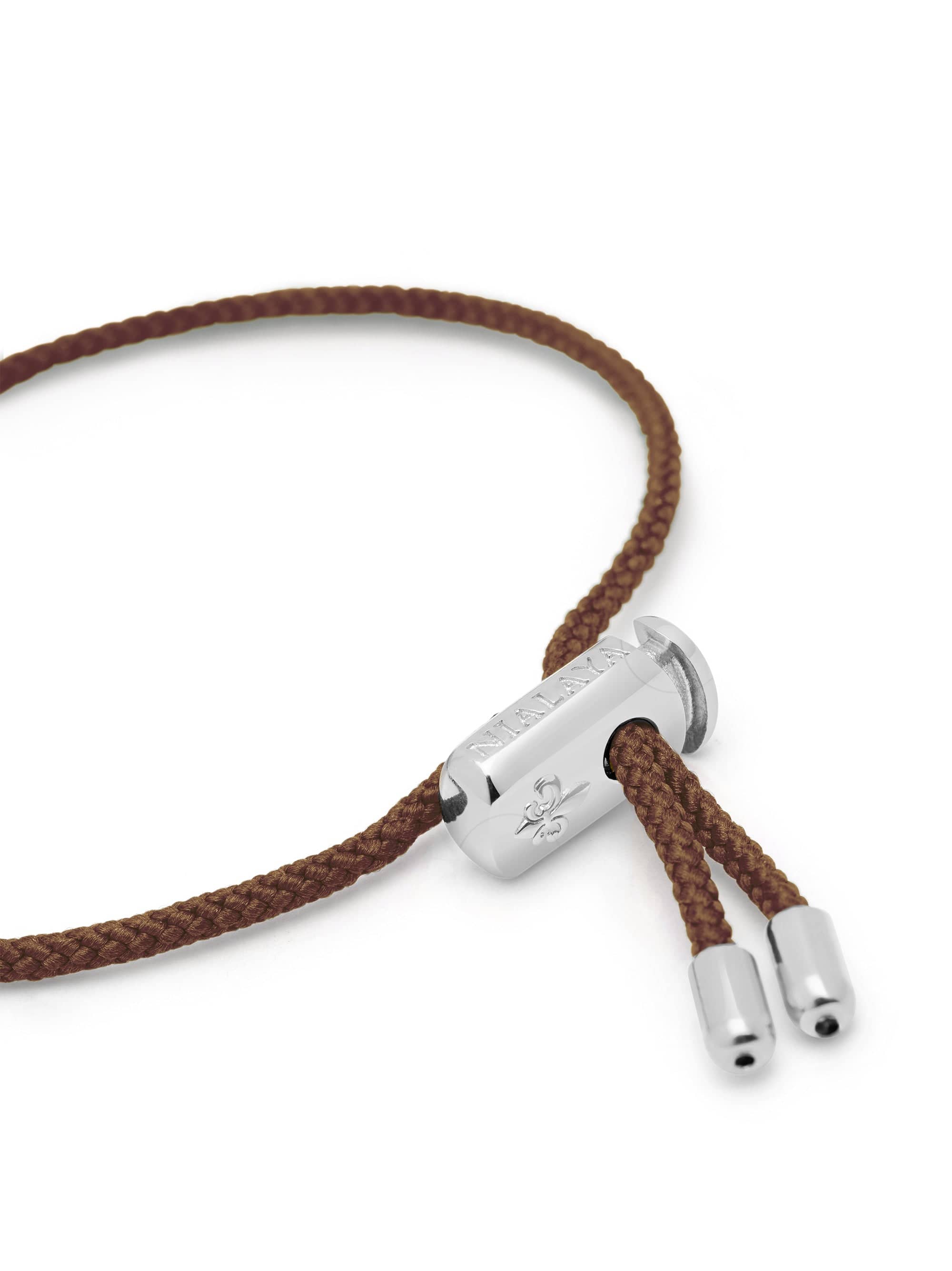 Nialaya Men's String Bracelet Men's Brown String Bracelet with Adjustable Silver Lock Men's Brown String Bracelet with Adjustable Silver Lock MST_083