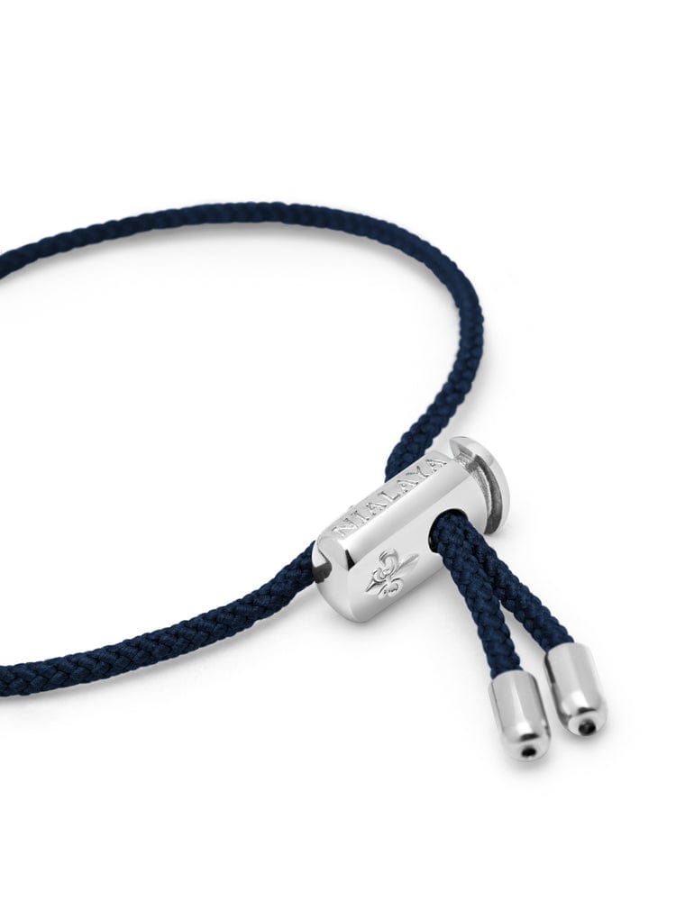 Nialaya Men's String Bracelet Men's Navy Blue String Bracelet with Adjustable Silver Lock One Size MST_052