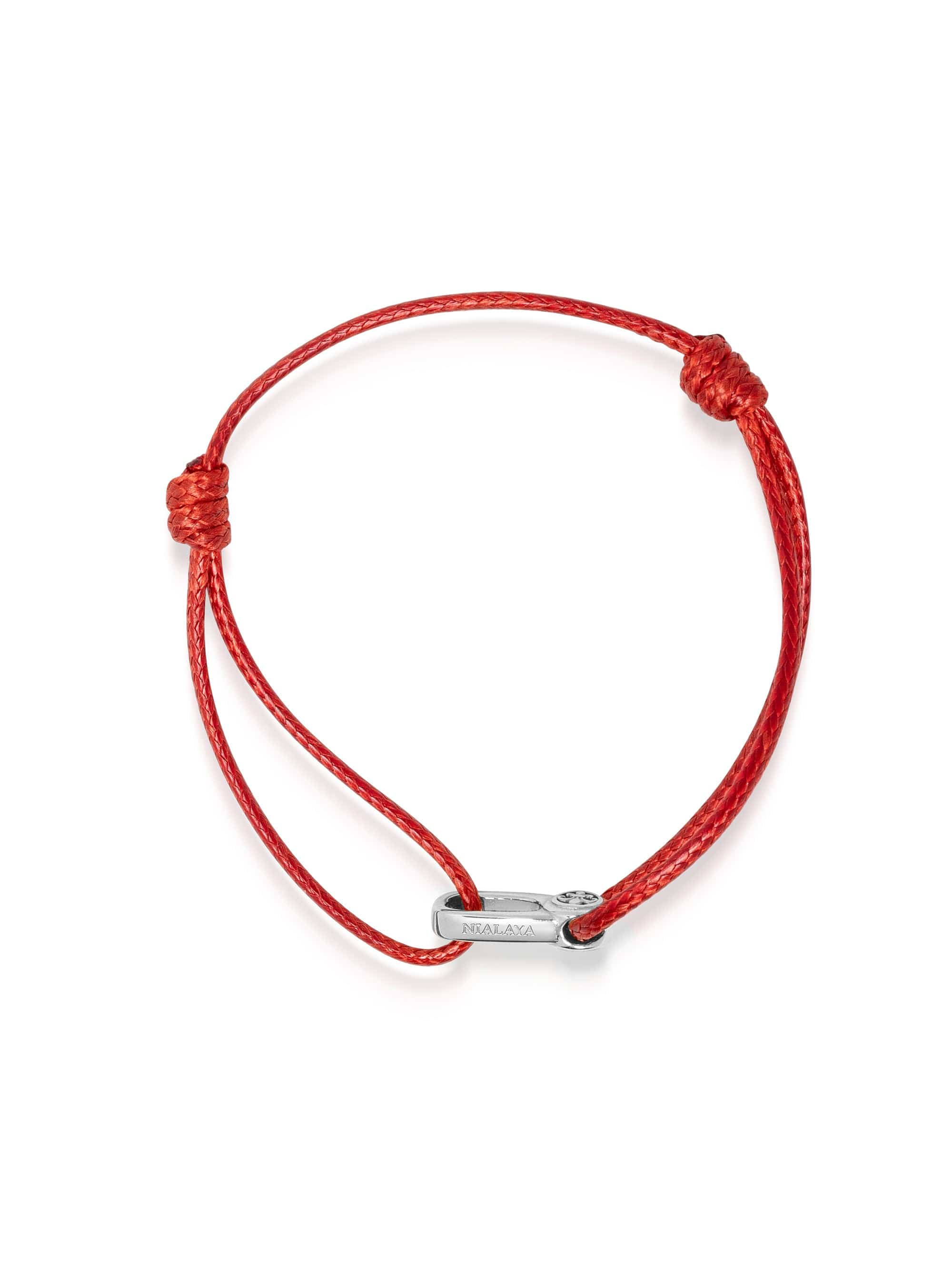 Nialaya Men's String Bracelet Red String Bracelet with Silver Hook Red String Bracelet with Silver Hook MST_086