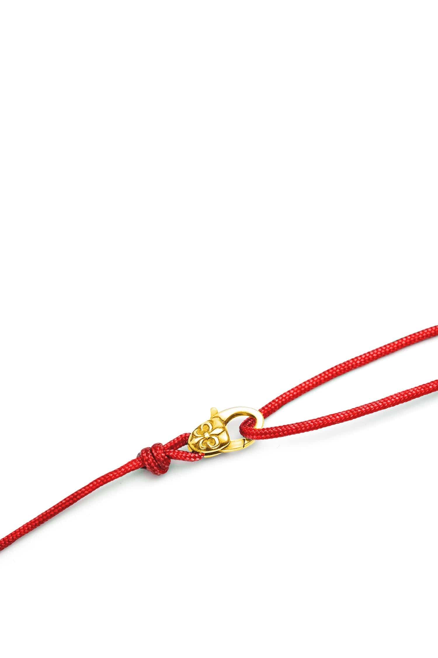 Nialaya Men's String Bracelet Red Wrap-Around String Bracelet with Sterling Silver Gold Plated Lock MST_072