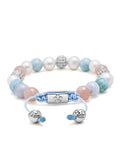Nialaya Women's Beaded Bracelet Women's Beaded Bracelet with Larimar, Pearl, Blue Lace Agate and Pink Aventurine Women's Beaded Bracelet with Aquamarine, Pearl and Labradorite