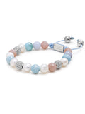Nialaya Women's Beaded Bracelet Women's Beaded Bracelet with Larimar, Pearl, Blue Lace Agate and Pink Aventurine Women's Beaded Bracelet with Aquamarine, Pearl and Labradorite