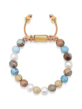 Women's Beaded Bracelet with Pearl, Larimar, Opal and Gold