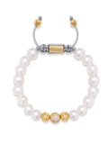 Nialaya Women's Beaded Bracelet Women's Beaded Bracelet with White Sea Pearl and Gold