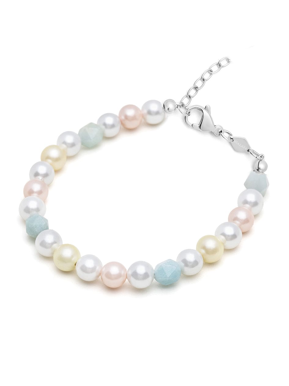 Nialaya Women's Beaded Bracelet Women's Pearl Bracelet with Faceted Amazonite