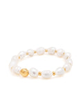 Nialaya Women's Beaded Bracelet Women's Wristband with Baroque Pearls and Gold