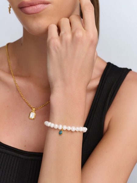 【BLACKPURPLE】Smile Pearl Necklace Smile Pearl Bracelet MUSINSA | BLACK PURPLE Smile Pearl Bracelet