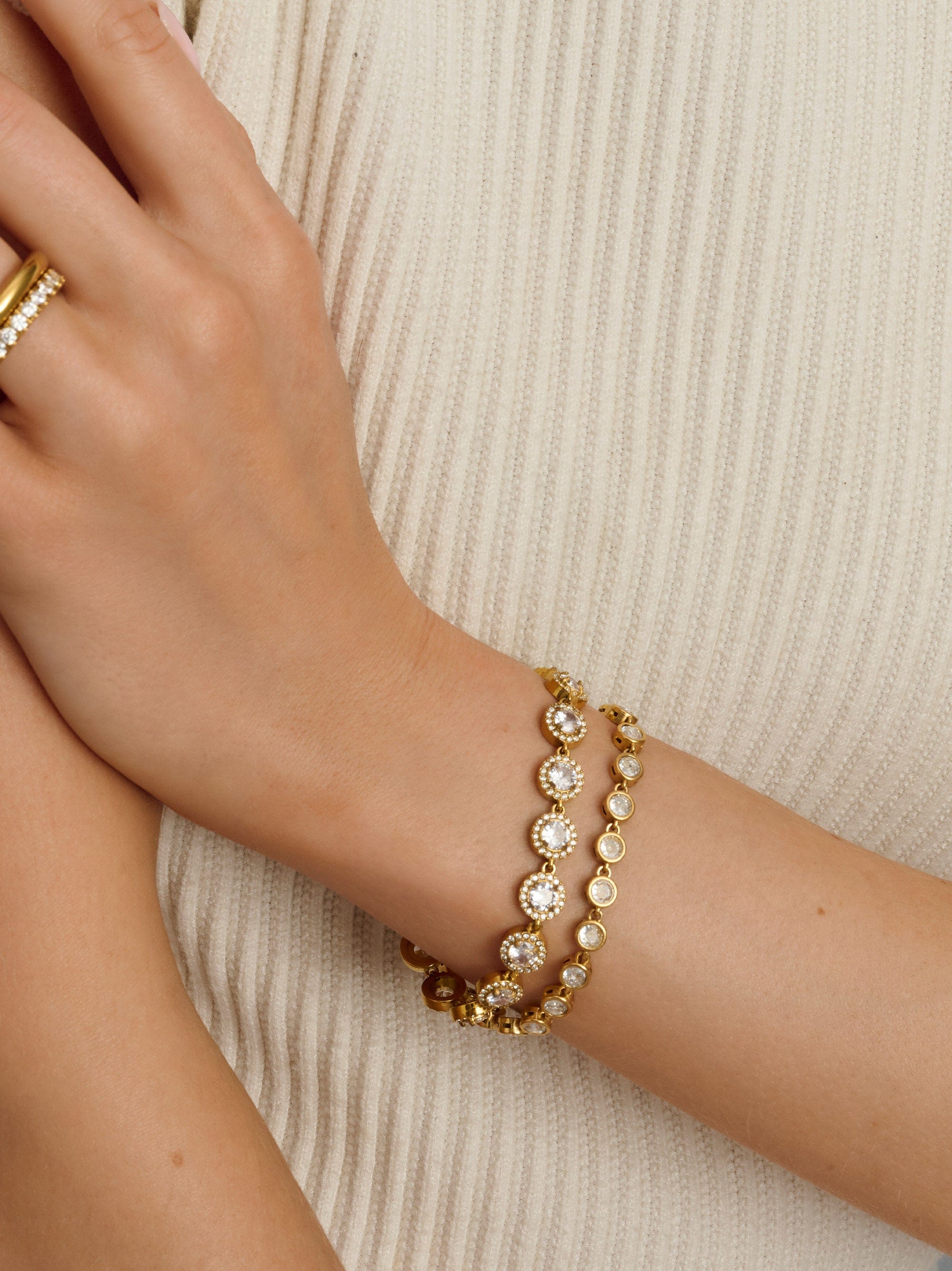 Nialaya Women's Chain Bracelet Clear Gemstone Link Bracelet Clear Gemstone Link Bracelet