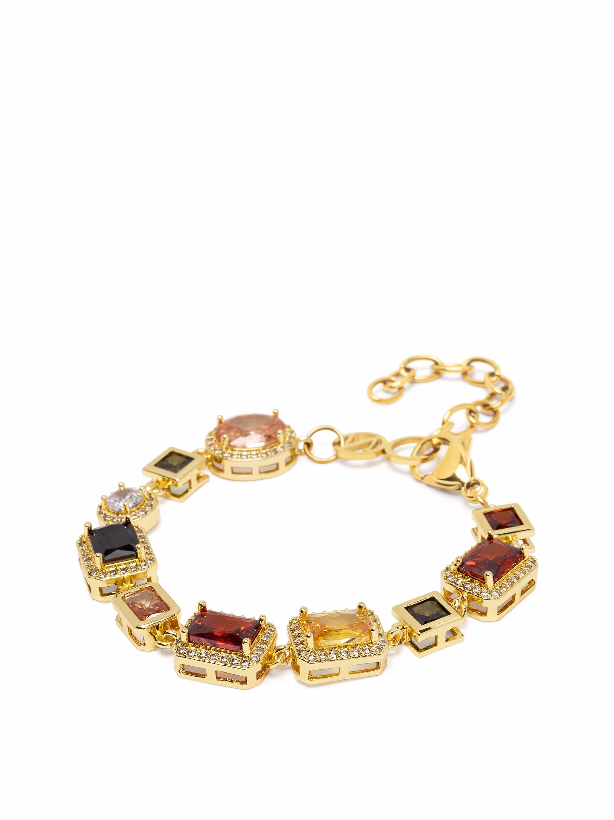 Nialaya Women's Chain Bracelet Crystal Gem Bracelet in Gold Crystal Gem Bracelet in Gold