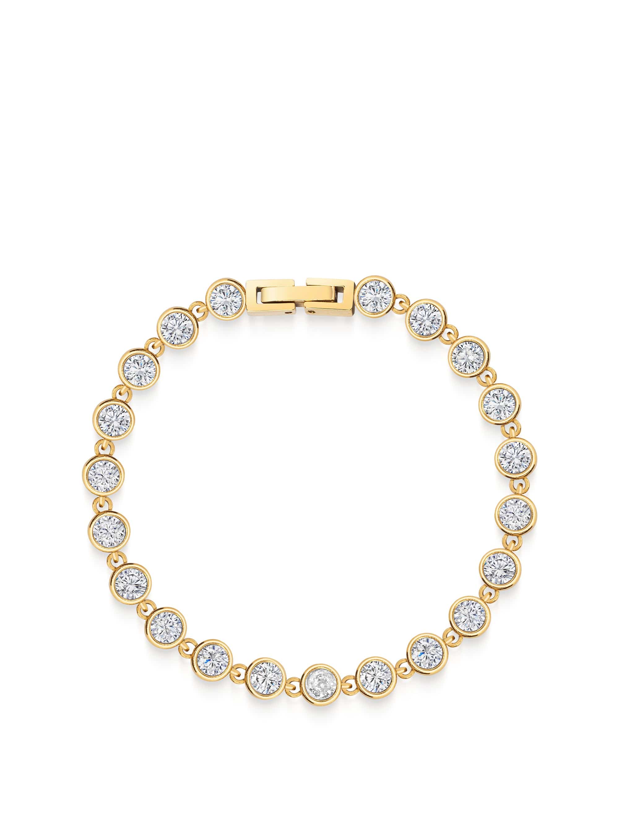 Nialaya Women's Chain Bracelet Round CZ Link Bracelet Round CZ Link Bracelet