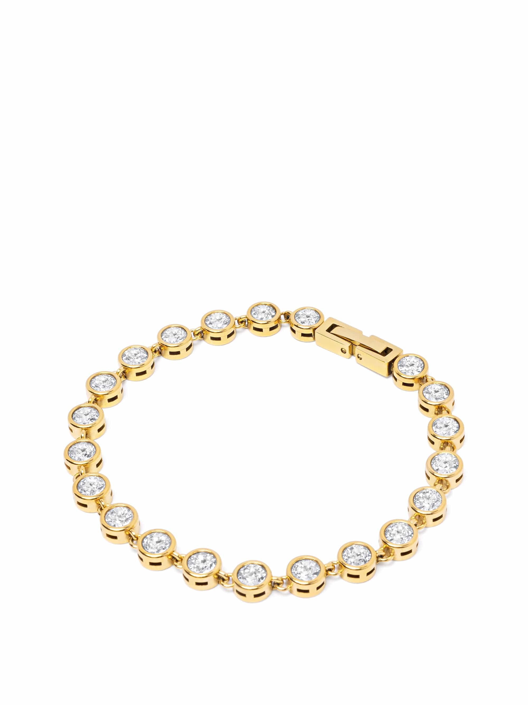 Nialaya Women's Chain Bracelet Round CZ Link Bracelet Round CZ Link Bracelet