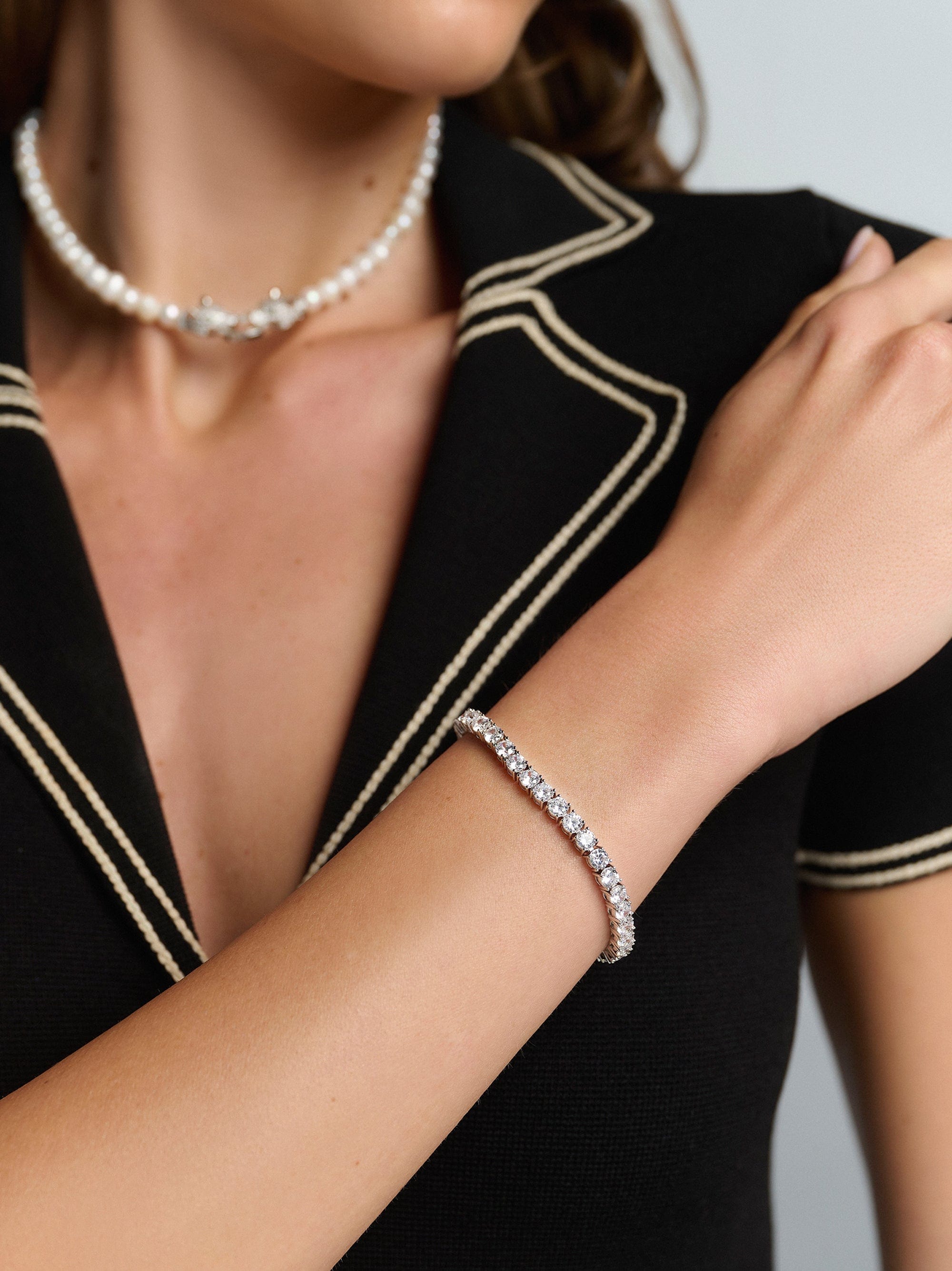 Nialaya Women's Chain Bracelet Tennis Bracelet In Silver Tennis Bracelet In Silver