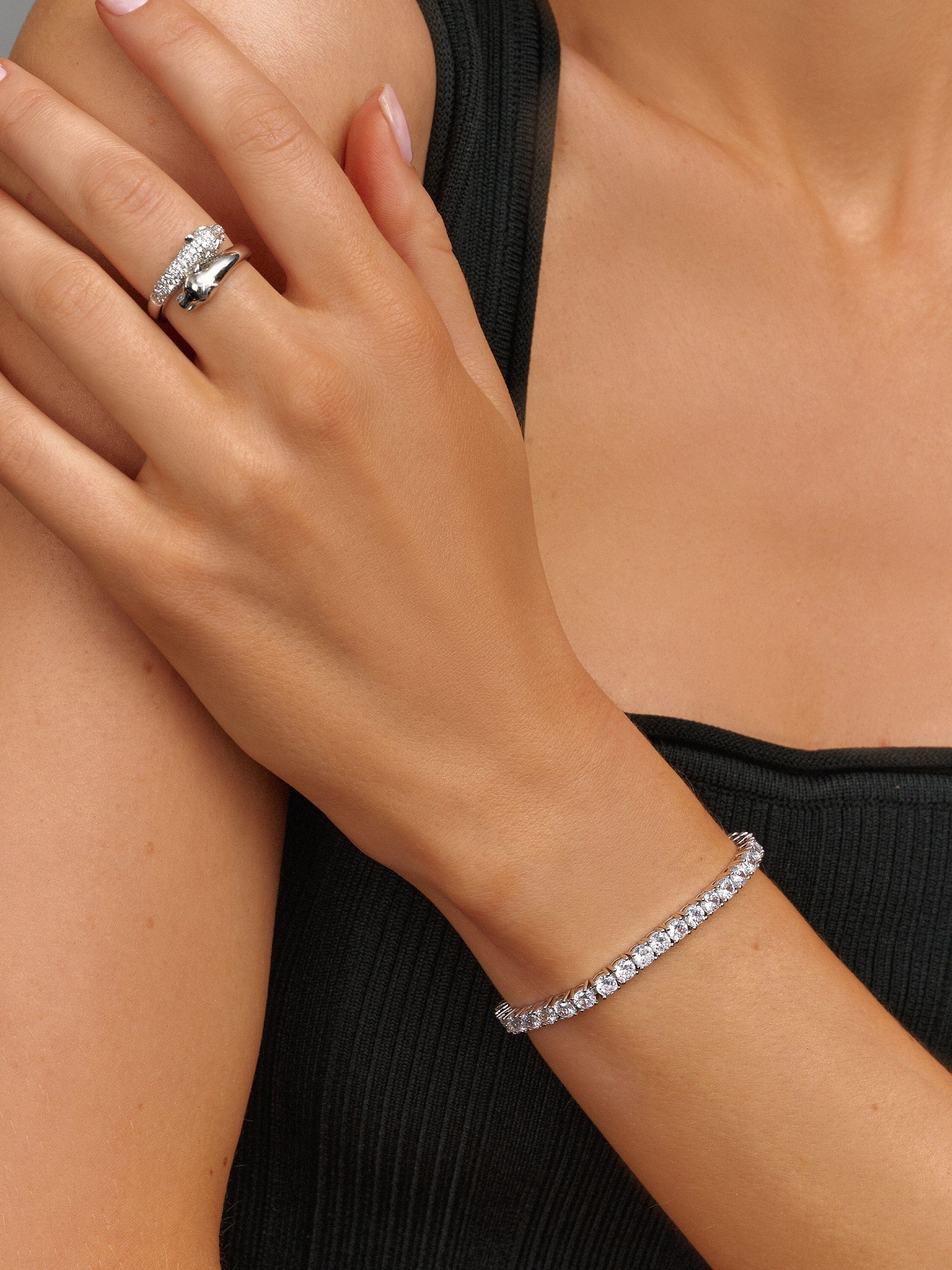 Nialaya Women's Chain Bracelet Tennis Bracelet In Silver Tennis Bracelet In Silver