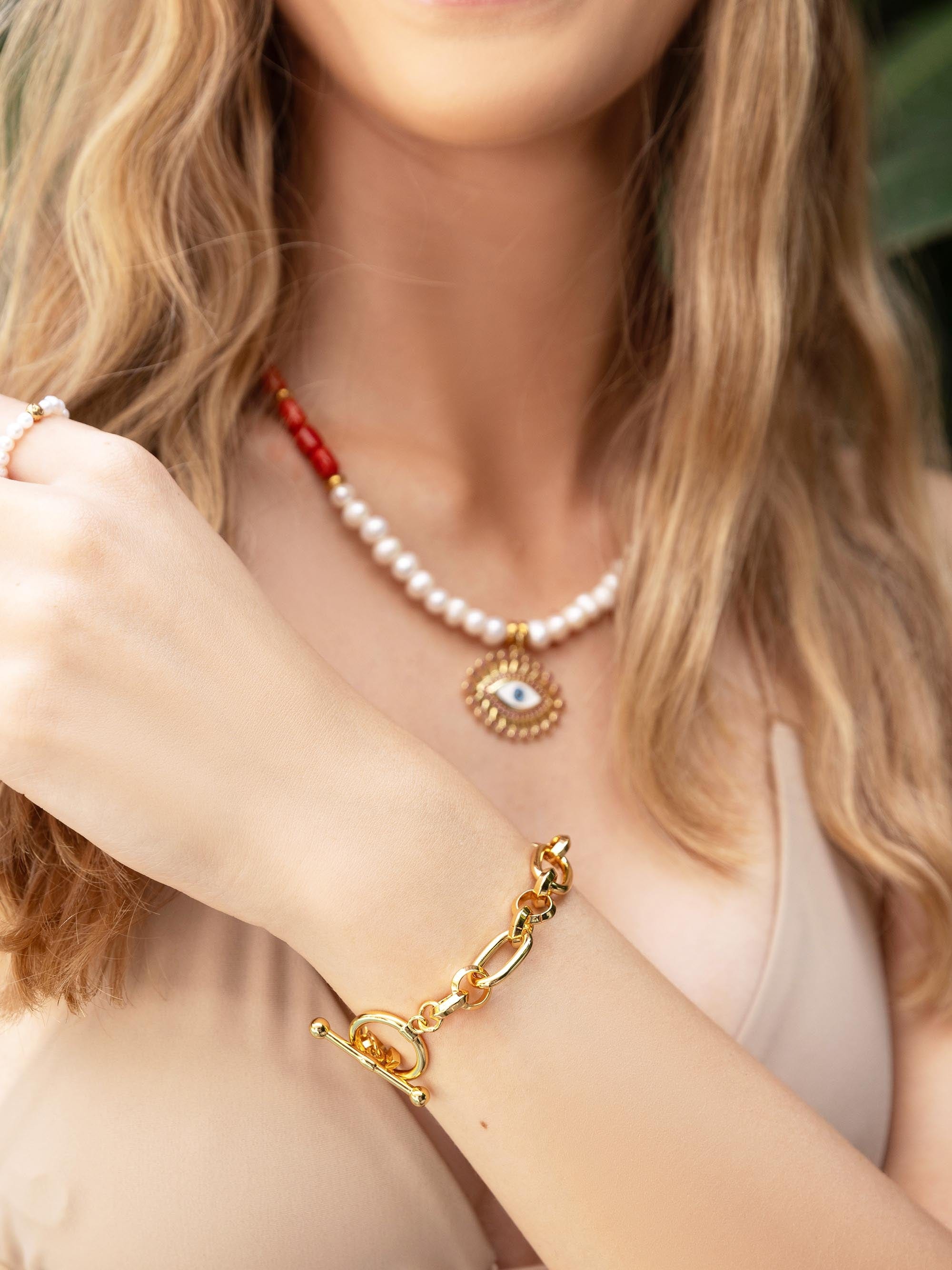 Nialaya Women's Chain Bracelet Women's Chunky T-Bar Bracelet