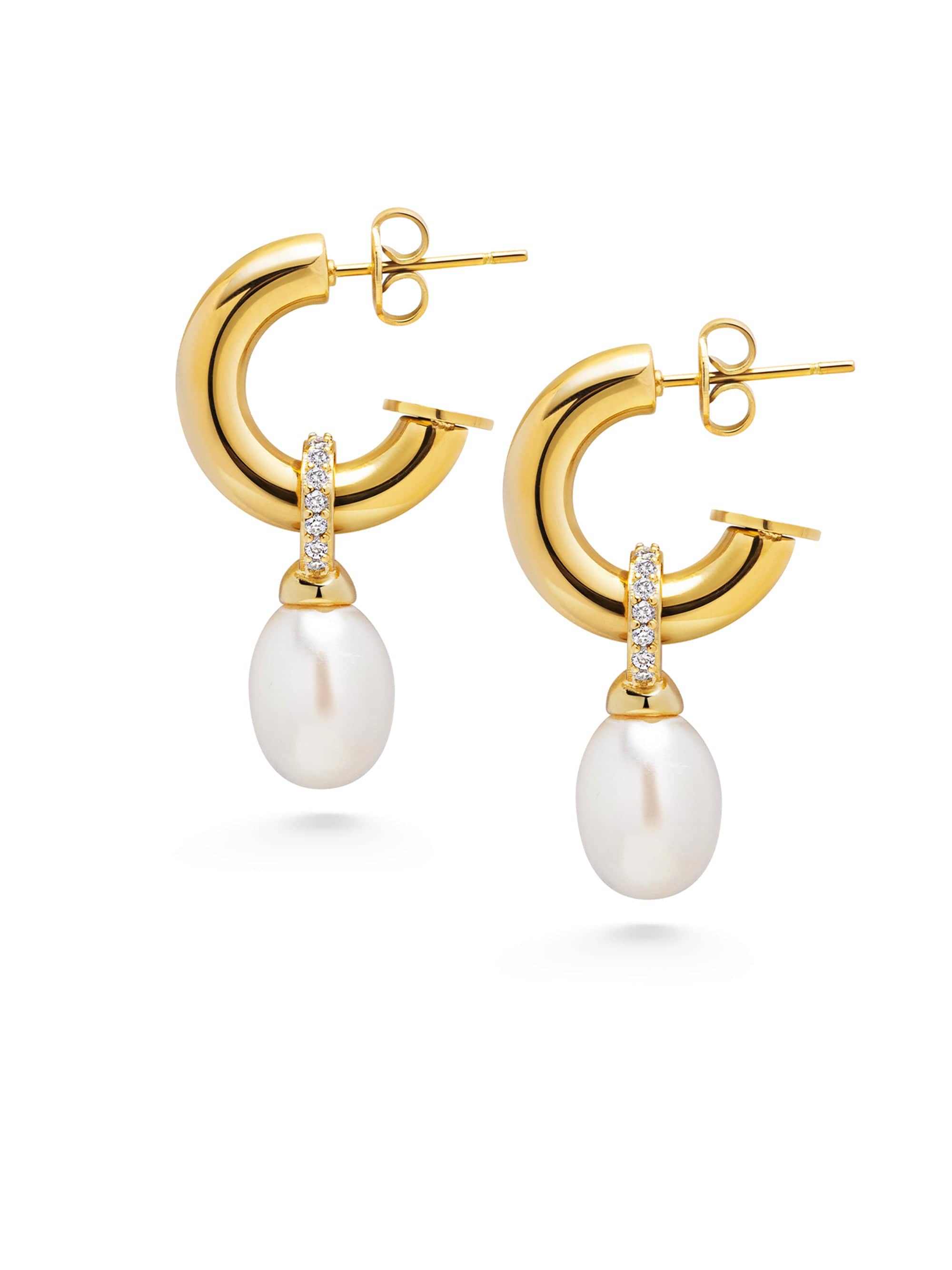 Nialaya Women's Earrings Women's Chunky Pearl Hoops WEAR_039