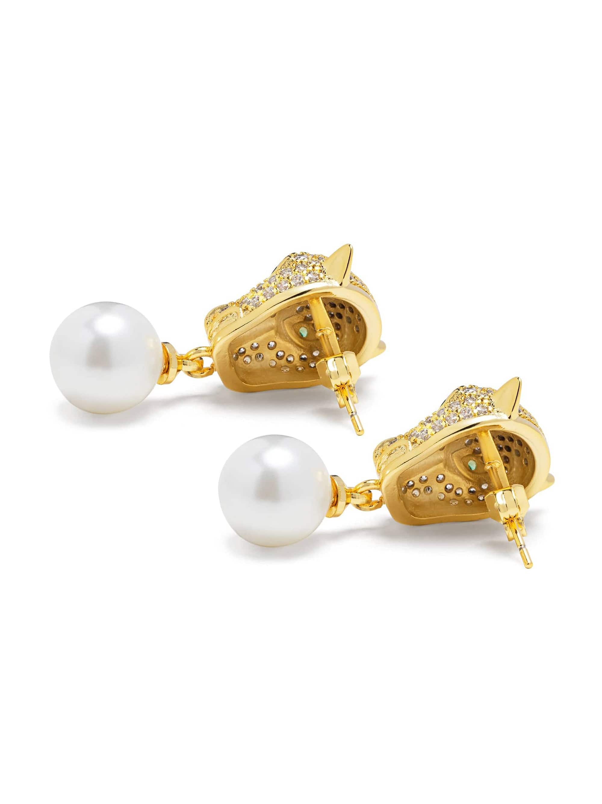 Nialaya Women's Earrings Women's Panther Earring with Pearl Drop WEAR_033