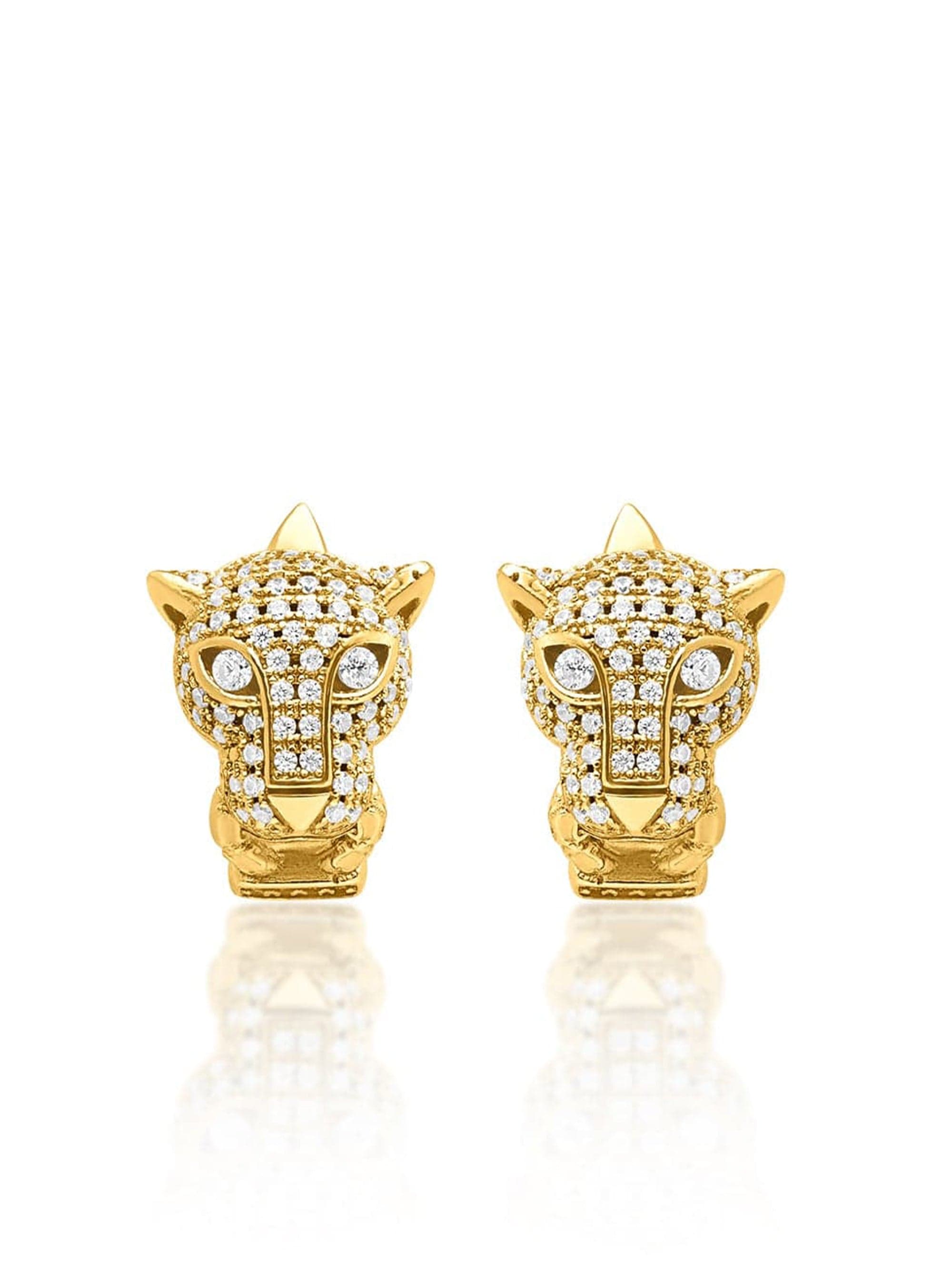 Nialaya Women's Earrings Women's Sterling Silver Panther Huggie Earrings WEAR_027