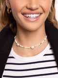 Nialaya Women's Necklace Beaded Choker with Mother Of Pearl and Baroque White Pearl WNECK_058