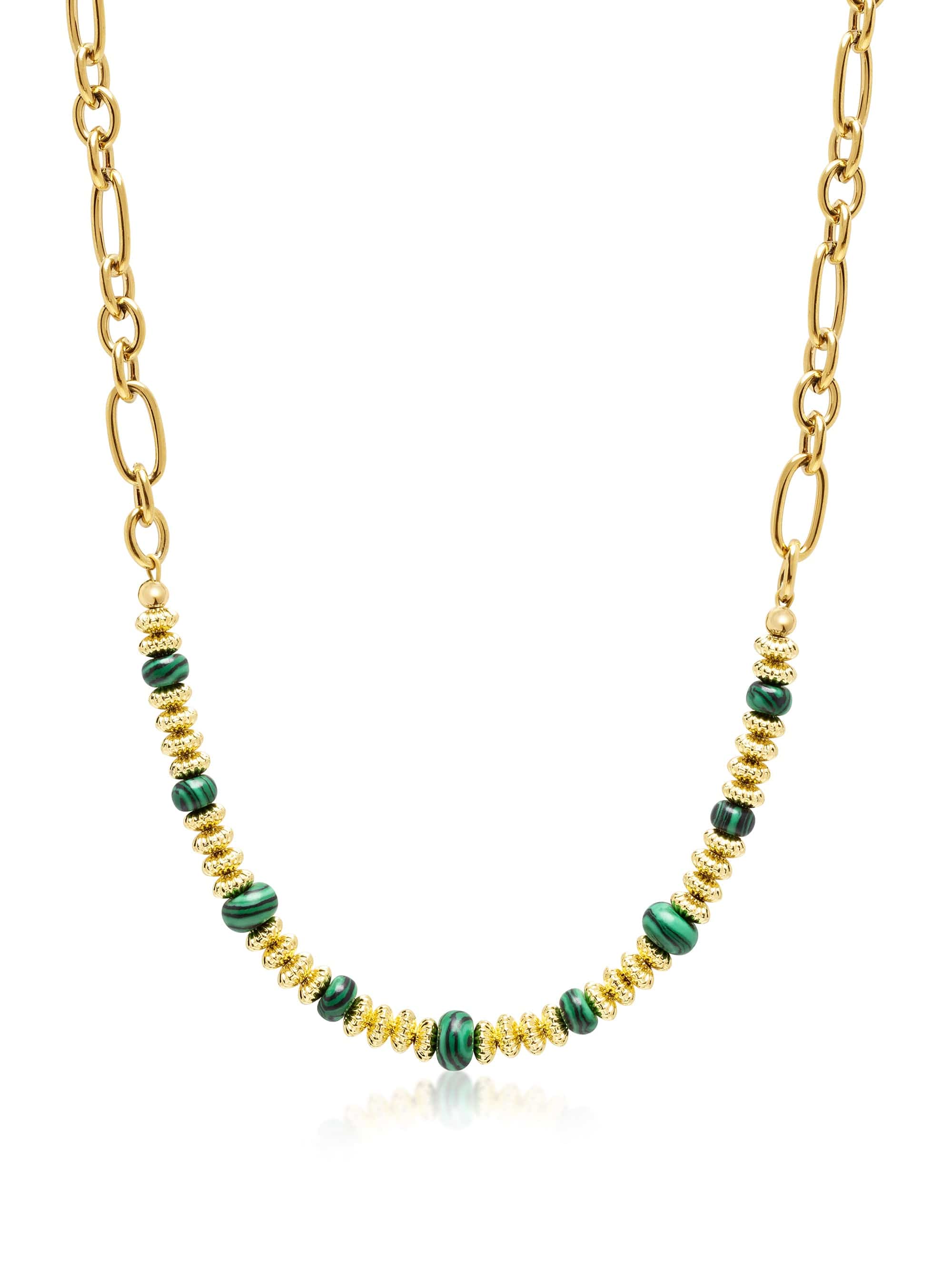 Nialaya Women's Necklace Chain Choker with Green Malachite Chain Choker with Green Malachite 18 Inches / 45.7 cm WNECK_310